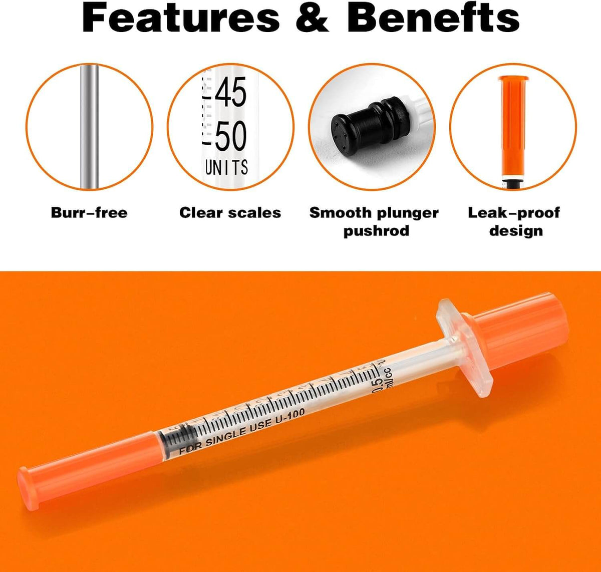 0.5cc Syringe 31G 1/4" 6mm，0.5ml Disposable Syringes