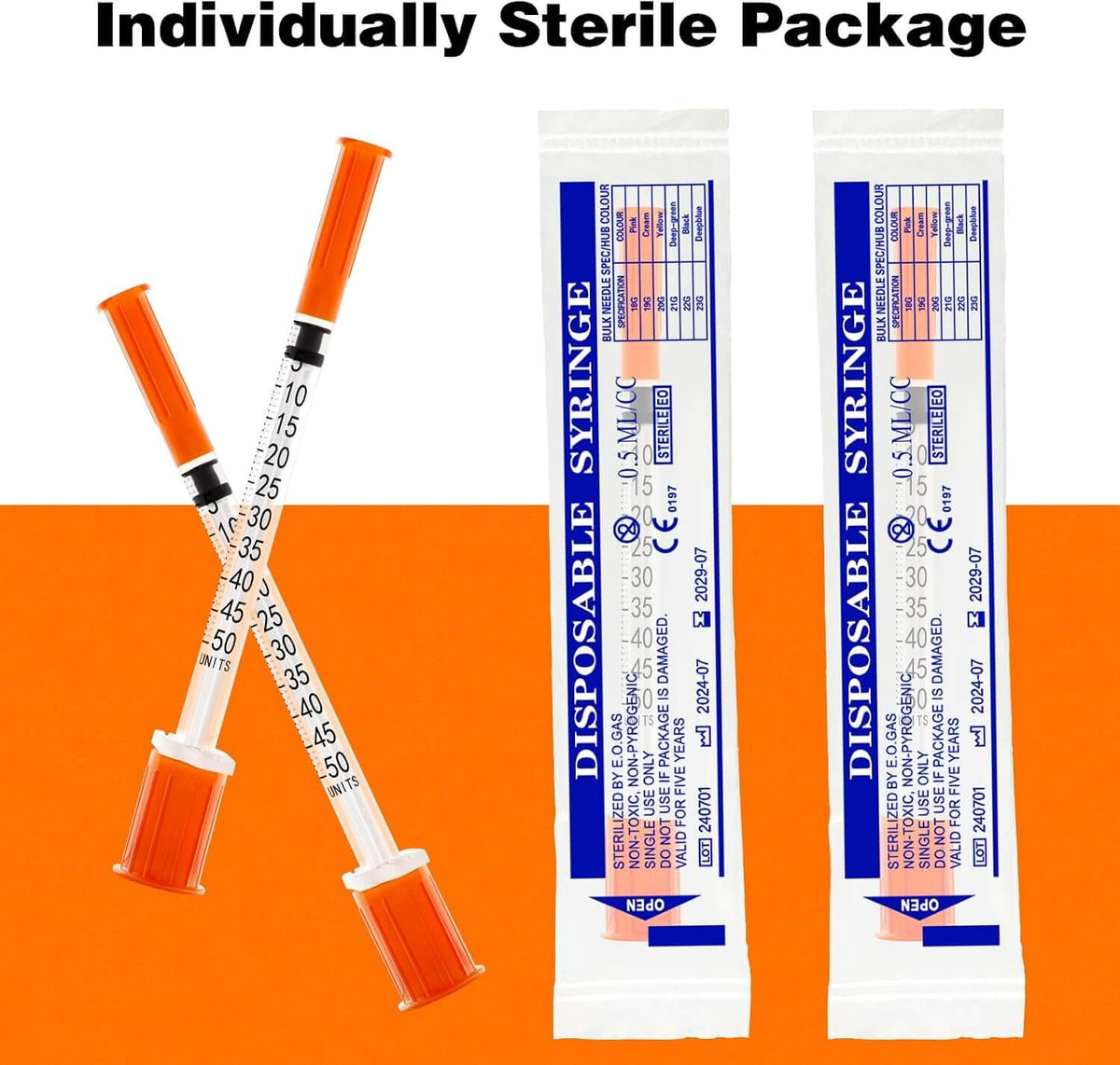 0.5cc Syringe 31G 1/4" 6mm，0.5ml Disposable Syringes