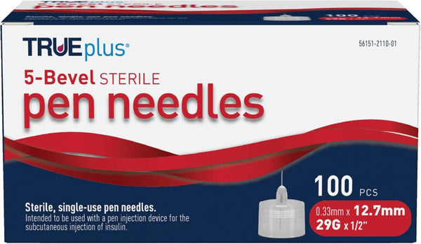 5-Bevel Sterile Pen Needles，29G x 12.7mm (1/2 Inch)，100 Count