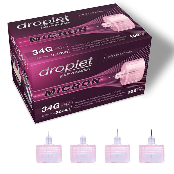Micron Pen Needles, 34G x 3.5mm, 100 Ct