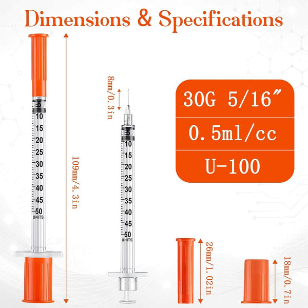100 Stück 0,5-ml-Flüssigkeitsmesswerkzeug, 30𝐆 x 5/16" (8 mm)