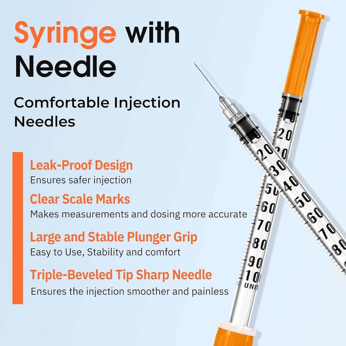 1ml 30 Gauge 1/4" 6mm Syringe，Individually Packed，100 Pack