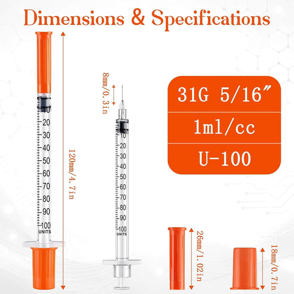 100 Count 1ml Liquid Measuring Accessory，31𝐆 x 5/16" (8mm)