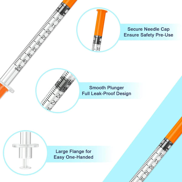 0.5cc Syringe 5/16" 8mm，0.5ml Disposable Syringes Individual Wrapped
