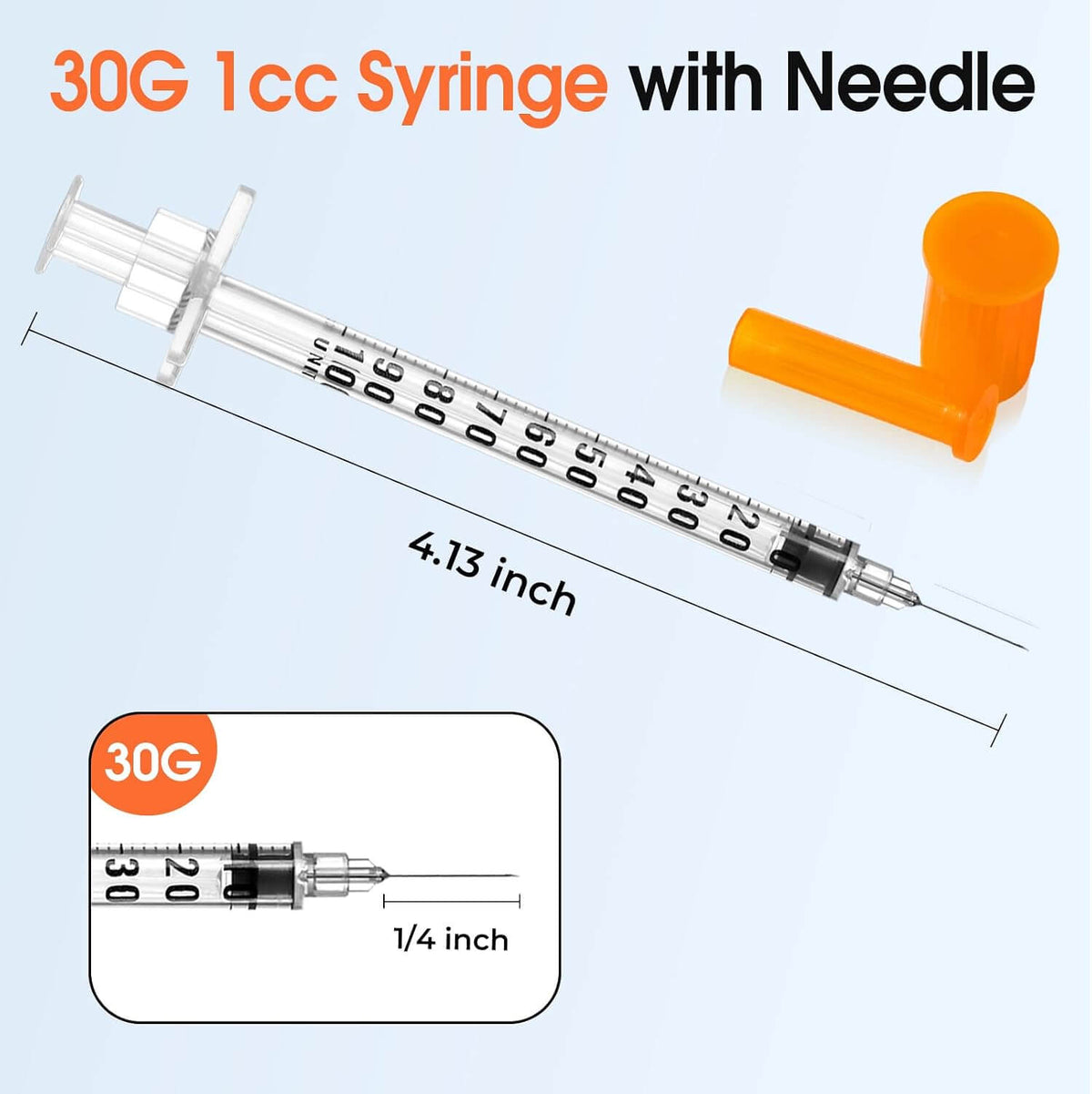 1ml 30 Gauge 1/4" 6mm Syringe，Individually Packed，100 Pack
