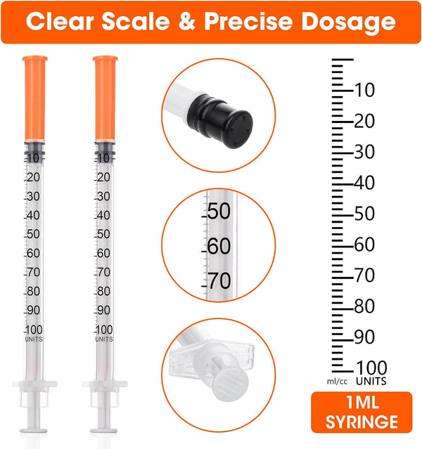 1ml/cc 32G 5/16" (8mm) Syringe，U-100 Scientific Lab Syringes