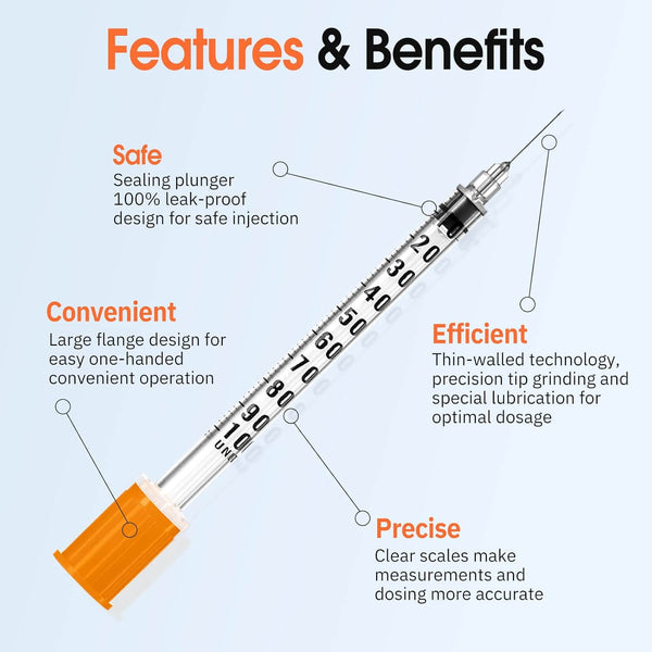 1ml 30 Gauge 1/4" 6mm Syringe，Individually Packed，100 Pack