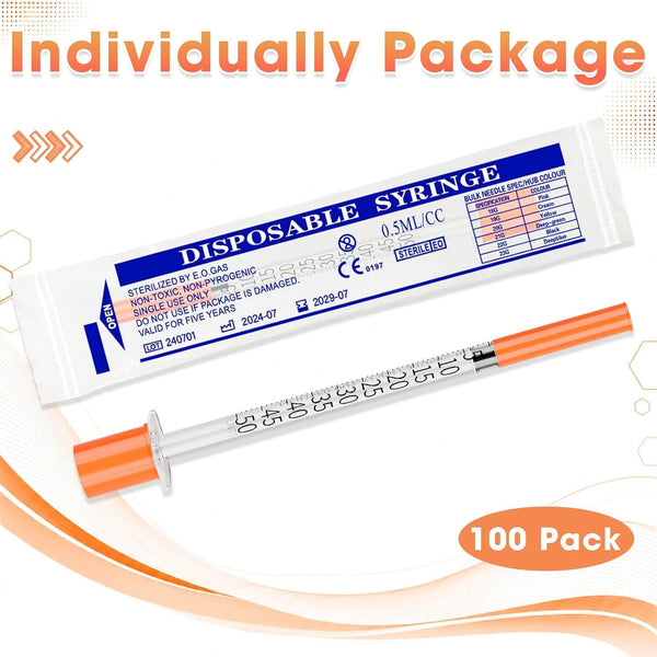 0.5cc Syringe 30G 1/2" 13mm， 0.5ml Lab Syringes