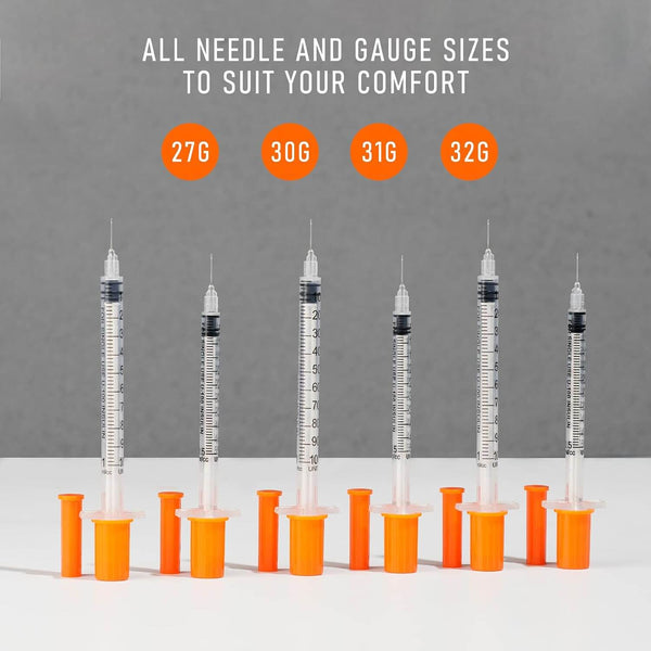 1cc Syringes with 32G 1/4 Inch-6mm U-100