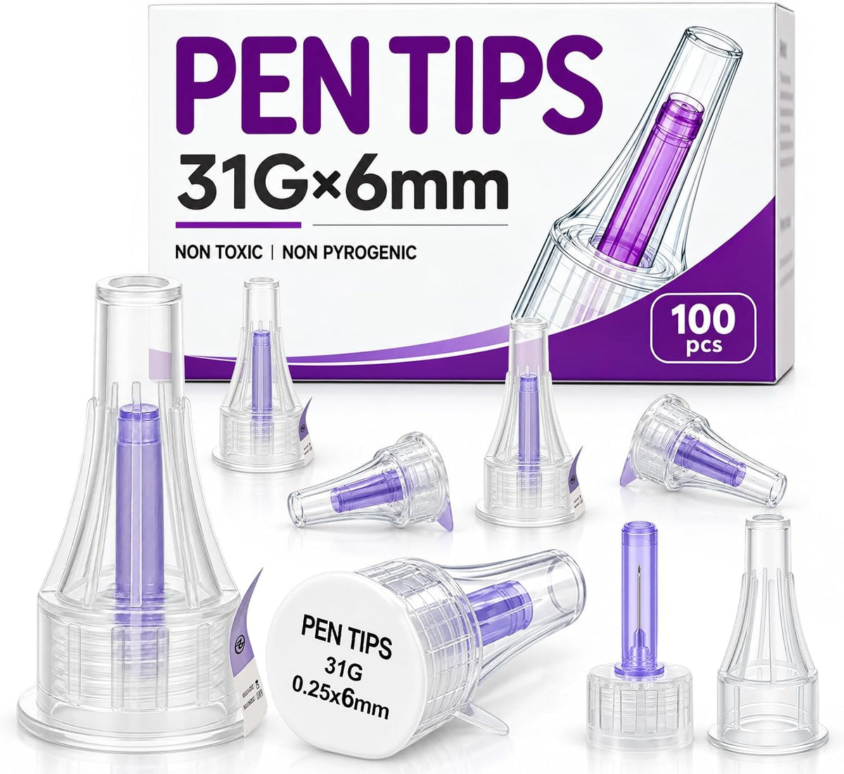 Pen-Spitzen, 31G x 6 mm (1/4 Zoll), extrafein, mit Aufdrehdesign, 100/Karton Hauptbild