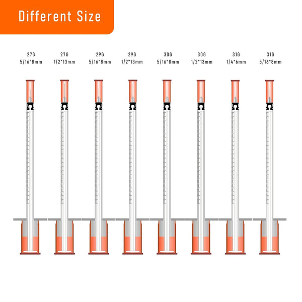 1cc Syringes with 32G 1/4 Inch-6mm U-100